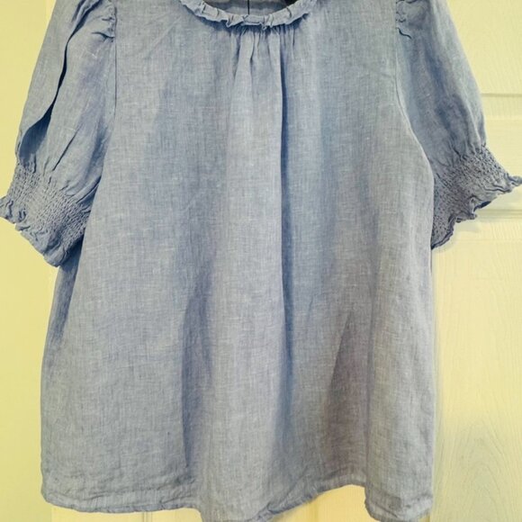 JCrew Smocked puff-sleeve top in chambray - Picture 3 of 3